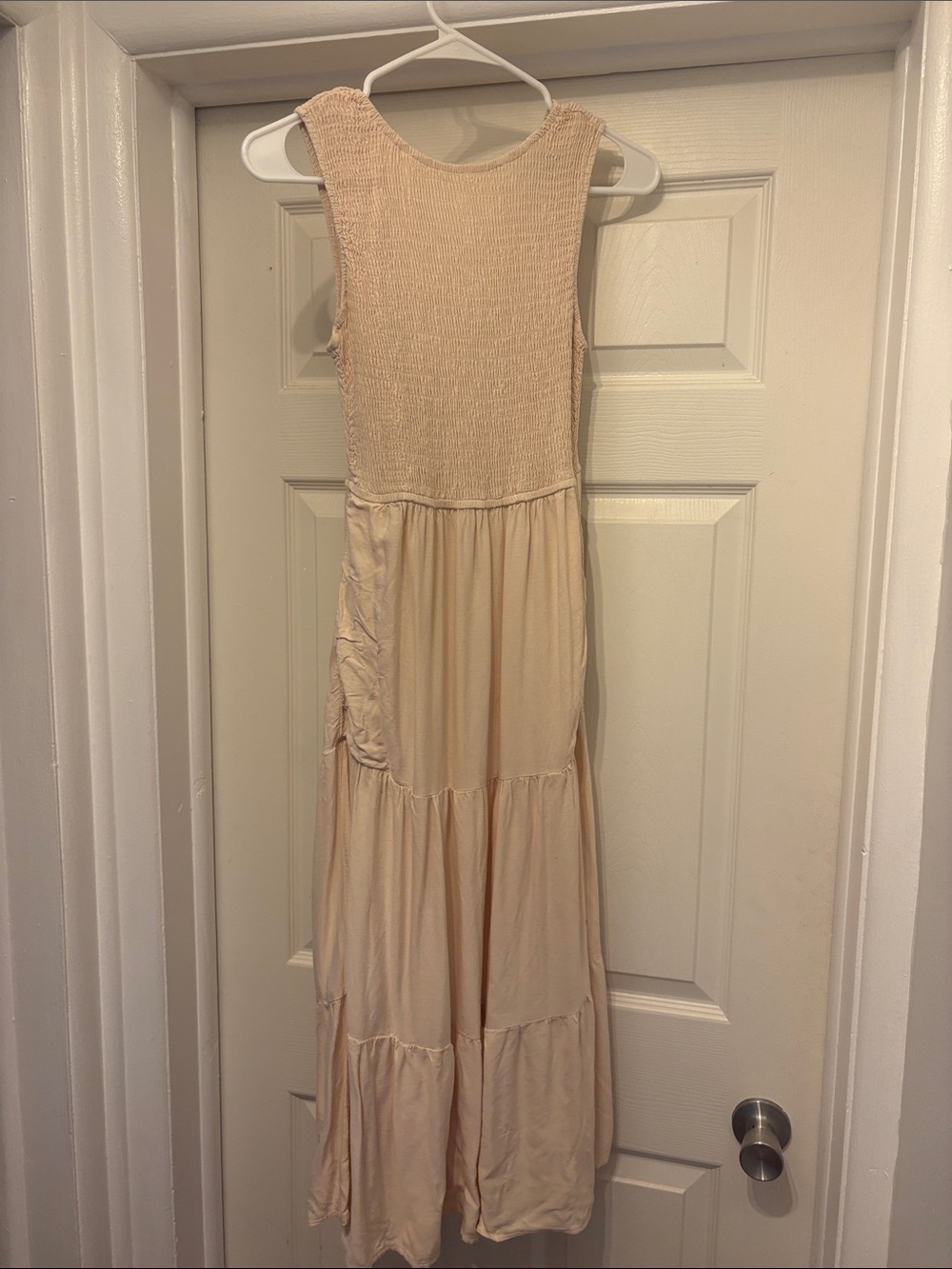 Sleeveless Cream Tiered Maxi Dress